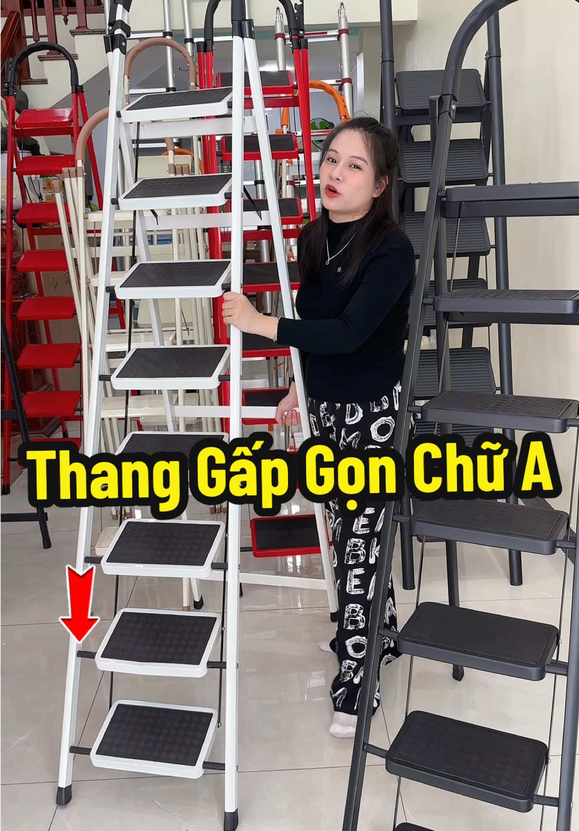 Thang gấp gọn chữ A dành cho gia đình xử lí đa năng nhà làm vườn cắt tỉa cây, dọn dẹp sửa chữa trên cao mỗi nhà nên có một chiếc  #thanggiadinh #thanggapgon #huyennhihihi #thanggapdanang #thangchua 
