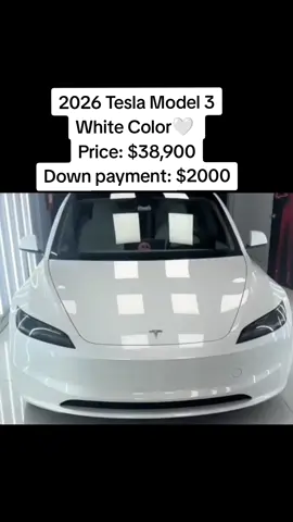 This is brand new 2026 Tesla Model 3 White Color 🤍 Send A DM, and we delivered worldwide. Price: $38,900 Down payment: $2000