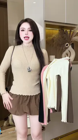 Áo giữ nhiệt len tăm lông thỏ cổ sóng dễ mặc dễ phối đồ mà lại còn siu ấm    #aogiunhiet #thuntam #aothunnu #aolennu #aolen