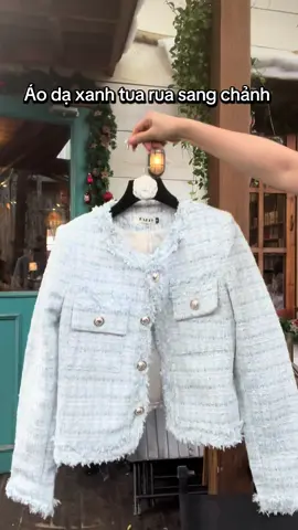 Áo dạ xanh tua rua sang chảnh #cuccucreview #aodasangchanh #aodatweet #aoda 