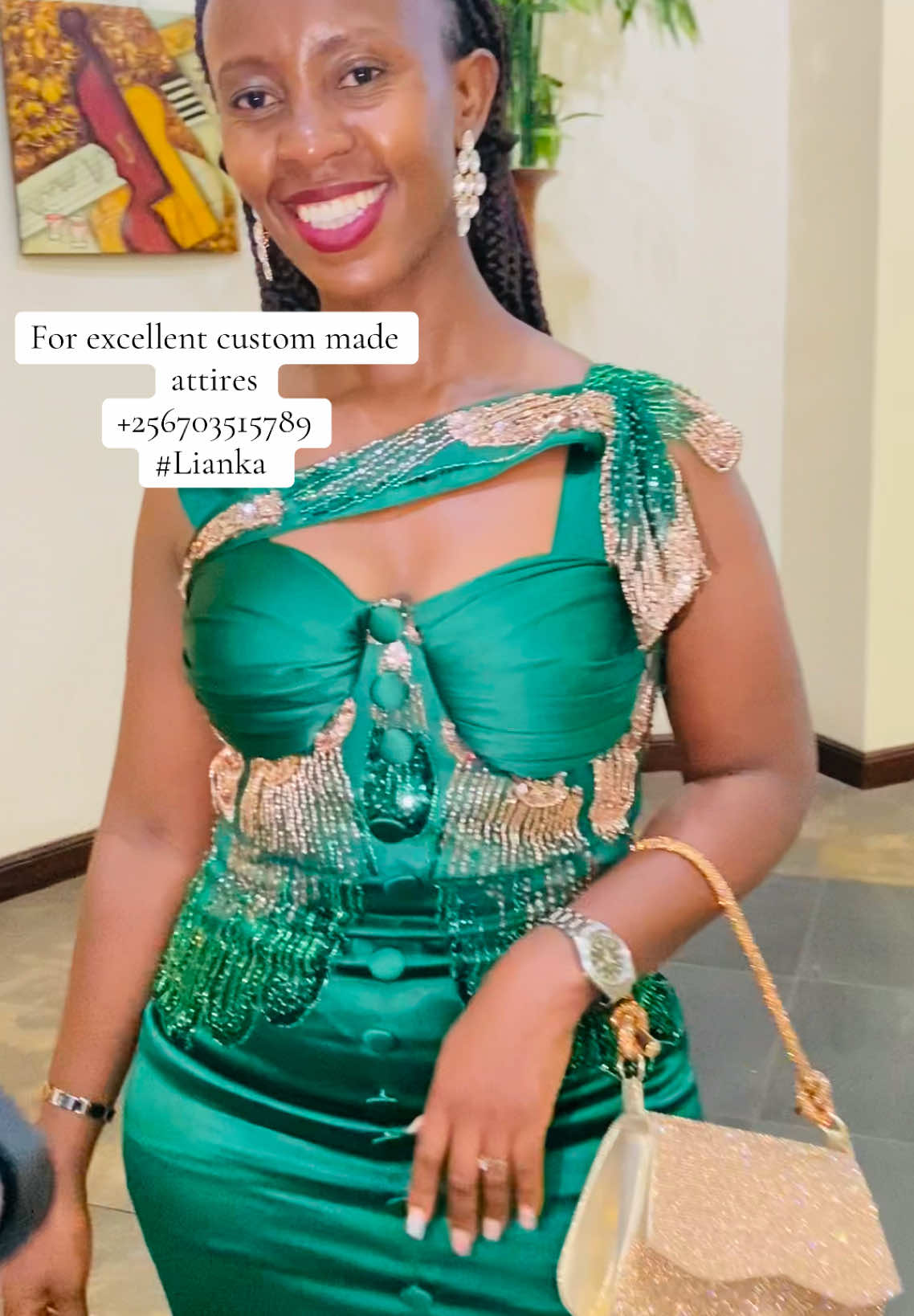 Recently we were previleged to dress Norland medalists for their dinner in China. (Disclaimer: this video is recorded from a hotel here in Uganda) This piece was one of them custome designed for this beautiful lady Susan.  #liankamadewithlove #custommade #greendresses #dinnerinchina #Norland #madeinuganda🇺🇬 #fashiondesignerdresses #bespoketailoring #goldmedalist🏅🏆 