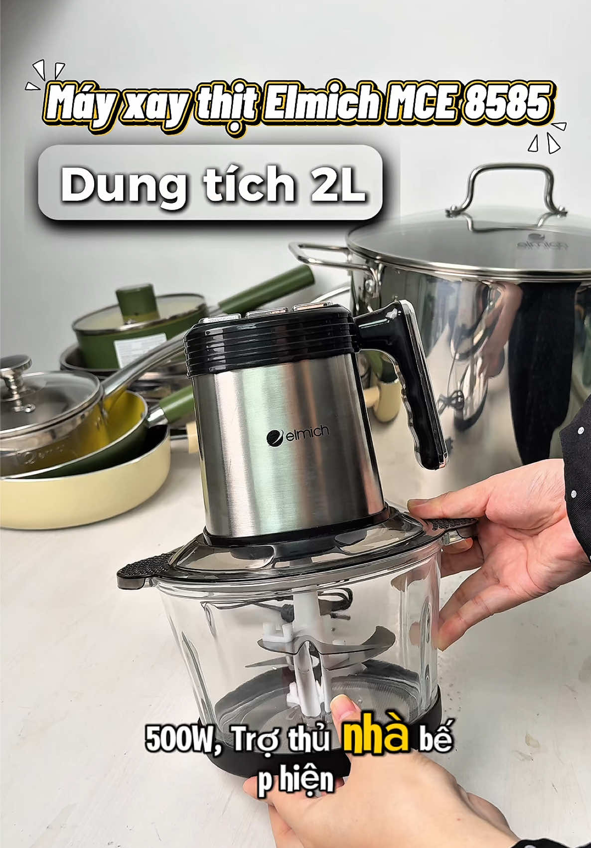 Máy xay thịt Elmich MCE 8585 dung tích 2L #MayXayThit #GiaDungTienLoi #BepNhoTienIch #MayXayDaNang #giadungthongminh 