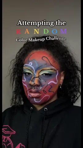 I TRIED THE RANDOM COLOR GENERATOR CHALLENGE AND IT WAS HORRIBLE…  But then i decided to give it a chance and bc i know i didn’t like it towards the end i decided to freestyle some swirls on my face what do we think :) ?  should i try this challenge again?  @CCbeauty  #makeupchallenge #randomcolorchallenge #makeupfail #makeuptutorial #editorialmakeup 