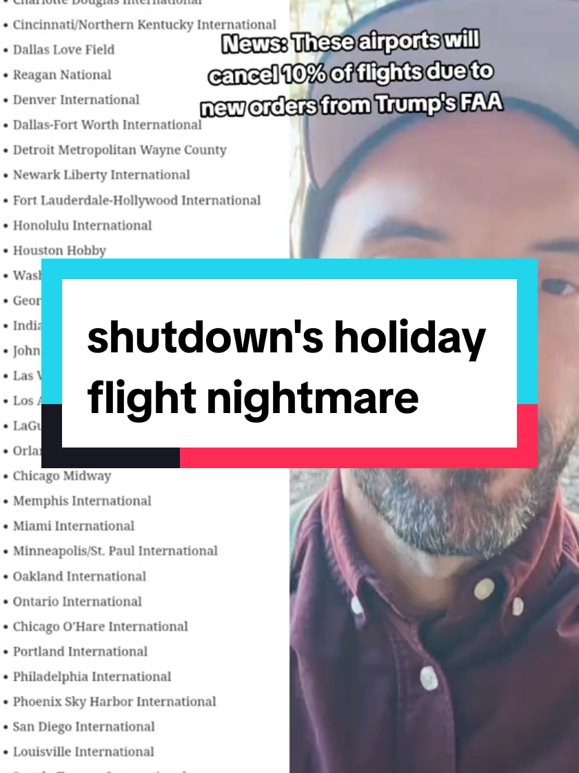 these 40 airports will be canceling many flights starting Friday (nov. 7) due to Trump's FAA orders during shutdown (and yes I'm currently at an airport) #airport  #shutdown #trump