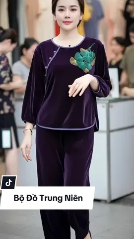 Mẹ mặc bộ này nhìn quý phái hẳn ra, da lại sáng bật tông luôn ạ! #thoitrangtrungnien #dobo #dobotrungnien #botrungnien #bodochome 