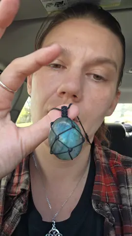 Crystal necklace for protection #labradorite #labradoritecrystal #labradoritejewelry #protection #witchtok 