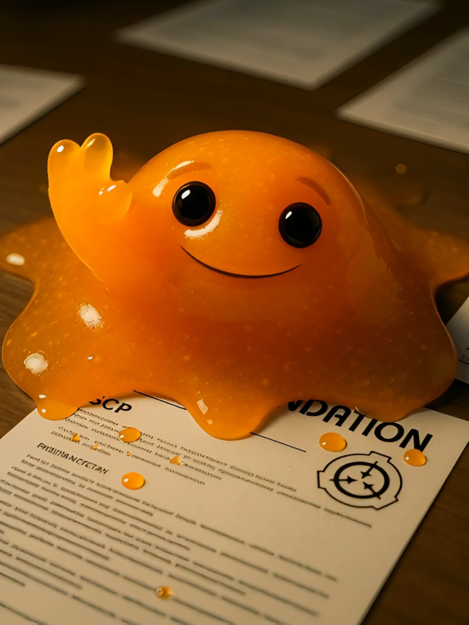 While the others spread chaos 😈 I spread laughter 😋 Today I found some classified files 🗂️ so I left them a tiny heart made of slime 💛 Maybe they’ll remember that not everything inside these walls wants to hurt them 😊 #scp #scp999 #scpfoundation #scptiktok #fyp