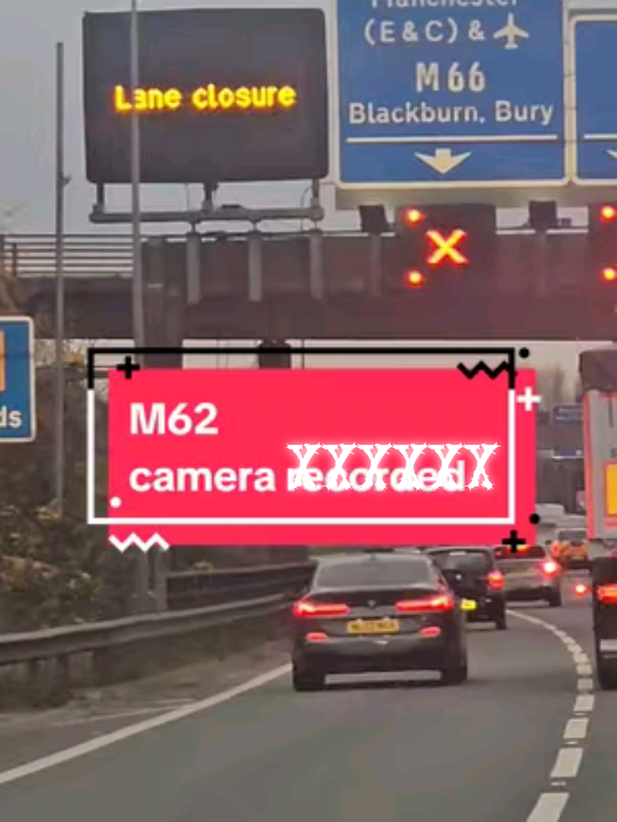 It is illegal to drive on motorway in a lane with a red 