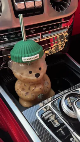 He looks pretty comfy there #starbucks #bearcup #christmas #holidaydrinks #gwagon 