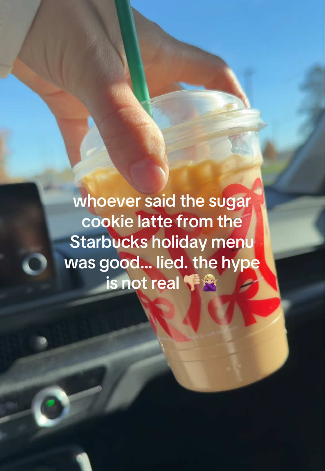 Y’all let me down with this one. The Starbucks holiday menu came out today && everyone was raving about the sugar cookie latte… and I love sweet drinks… this was terrible 😞 #starbucksholidaydrinks #sugarcookielatte #starbucks #starbucksdrinks #christmascoffee 