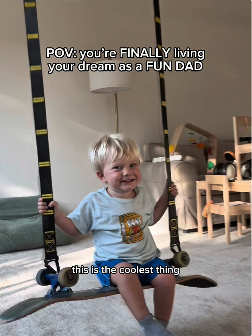 He held on! 🤯👏Jay is the bravest person I know!  I’ve had this idea in my head for weeks! Today is the day it came to life. No excuses now. I’m working 👏out 👏 EVERY 👏 DAY! 👏 I’m so grateful for days like this where I can make my family laugh and laugh and laugh. It’s the best sound in the world. 🤩  What should I install next?  @jessefunstuff  #pov #family #baby #fun #dadsoftiktok