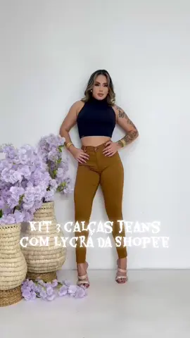 🔗LINK DISPONÍVEL NA BIO✨ Kit 3 Calças Jeans Feminina Levanta Bumbum Skinny Cintura Alta Lycra Versátil . . . ##calcajeans##shopeebrasil##fyp