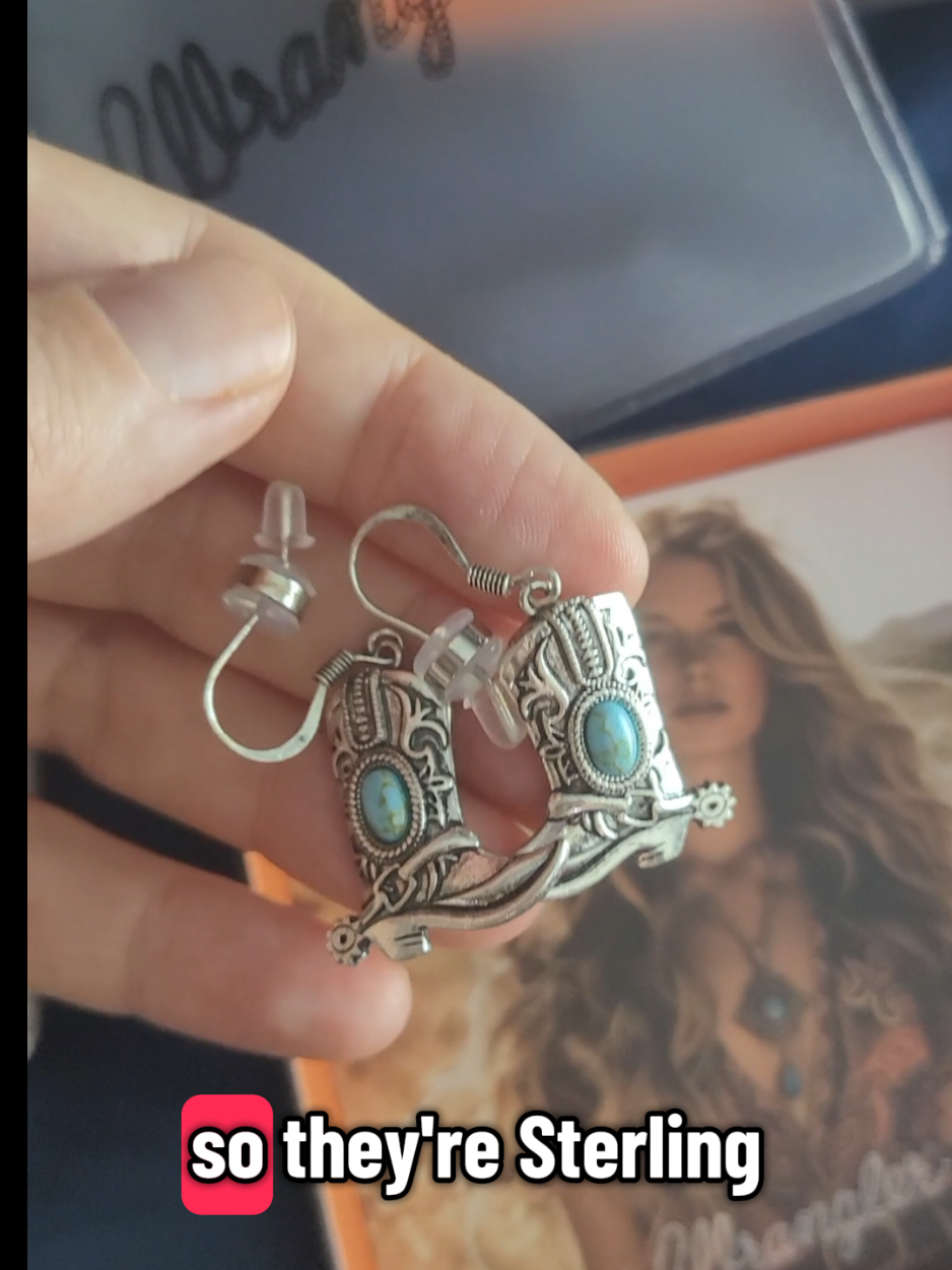 Wrangler earrings cowboy boots. 925 sterling silver with turquoise (other stone options available) #funbeyondshopping #westernstylejewelry #earrings #cowboybootearrings #julsvibesonly 