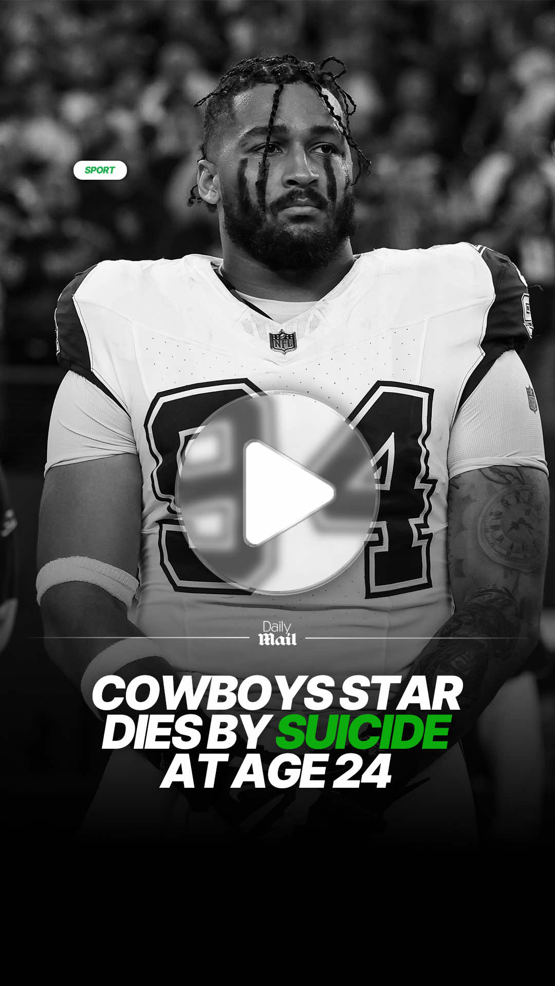 Dallas Cowboys defensive end Marshawn Kneeland died by suicide at the age of 24 late on Wednesday night. Kneeland was discovered dead from a self-inflicted gunshot wound after fleeing Texas State troopers at around 10:30pm local time on Wednesday. Kneeland was in the midst of just his second season in the NFL when he died overnight. His family and 'shattered' agent, Jonathan Perzley, confirmed the 'tremendous loss.' Texas Department of Public Safety troopers attempted to stop Kneeland for a traffic violation on the Dallas North Tollway, according to a statement shared by the DPS. However, he reportedly refused to pull over, sparking a subsequent car chase that resulted in the pursuing authorities losing sight of Kneeland's vehicle. Kneeland's vehicle was later discovered abandoned after it had crashed on Dallas Parkway. The DPS, alongside the Frisco Police Department, searched the immediate area, where the football player was found deceased. The defensive lineman's distraught girlfriend sounded the alarm to the police after she received a concerning text message from the NFL star, saying that he would 'end it all.' Kneeland's heartbreaking death came just two days after he suited up for the Cowboys in their Monday Night Football matchup against the Arizona Cardinals. The defensive lineman, who was drafted by Dallas in the second round of the 2024 NFL Draft, achieved a major milestone during the clash, scoring his first professional touchdown when he scooped up a blocked punt in the end zone during the second quarter. The Dallas Cowboys honored Kneeland as a 'beloved teammate and member of our organization' in a statement shared on Thursday morning that read. The NFL also paid tribute to the young football star, saying: 'We are deeply saddened by the tragic news of the passing of Cowboys' Marshawn Kneeland. Our thoughts and prayers are with his girlfriend Catalina, family, friends and his teammates. We have been in contact with the Cowboys and have offered support and counseling resources.' Kneeland was drafted by the Cowboys out of Western Michigan last year. In nearly two seasons in the NFL, he played in 18 games for Dallas, four of which came as starts. He recorded 26 tackles and one sack. If you or someone you know is thinking about suicide, counselors are available 24/7 to listen and support you at 988. If you or someone you know is at immediate risk of hurting themselves and you are unable to intervene, or in immediate danger because of a health condition or other situation, call 911. 📷: Getty Images  #marshawnkneeland #cowboys #dallascowboys #nfl #football 