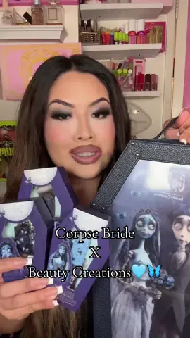 Corpse Bride x @Beauty Creations Cosmetics 🩵🦋🖤  #TimBurton #beautycreations #tiktokshopcreatorpicks #corpsebridemovie #beautycreationsxcorpsebride 