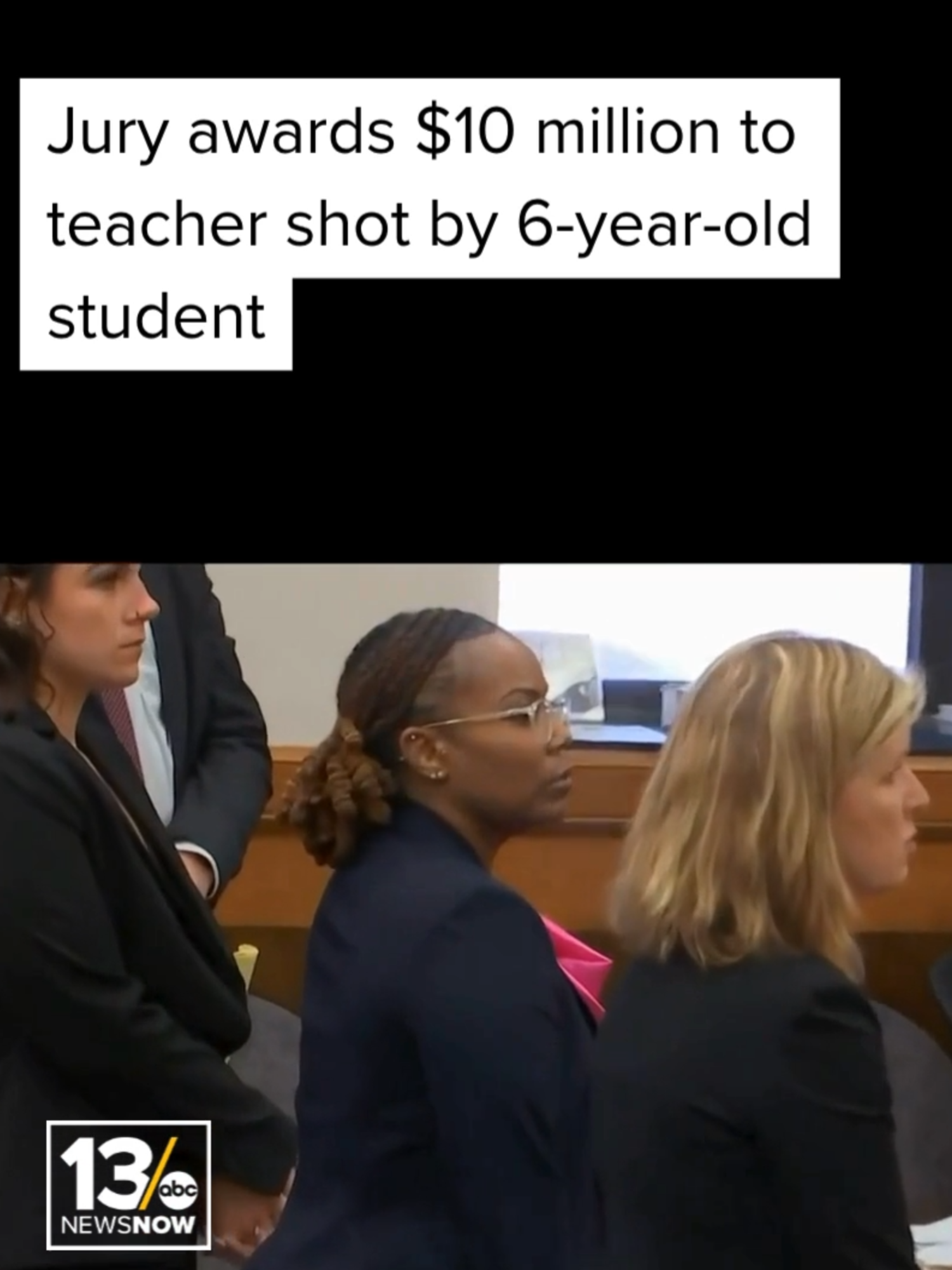 A jury has awarded $10 million to Newport News teacher Abby Zwerner in her $40 million lawsuit against the school district, nearly three years after she was shot by her 6-year-old student inside her Richneck Elementary classroom in 2023. Here’s the moment the verdict was read in court. #virginia #crime #abbyzwerner #newportnews #757 #news #757tiktok #hamptonroads