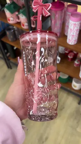 Starbucks holiday release 2025🧋🩷🎄 I didn’t see the teddy bear but I honestly didn’t want it. I was not going to spend $30 on a bear cup 😆 I got this gorgeous pink glass tumbler and I’m in love 🥹 Did you grab a cup from the launch? #starbucksholidayrelease2025 #starbuckspinkglasstumbler #starbuckspinkcup