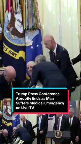 A man suffered a medical emergency in the White House on Thursday, Nov. 6, as President #DonaldTrump and his health advisers participated in a conference announcing lower costs for weight loss drugs. Read the full story at the link in our bio.