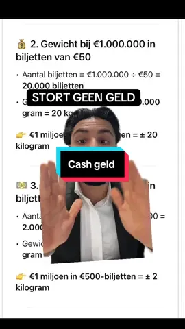 Wist je dit over €1 miljoen? 1 miljoen euro in €50-biljetten weegt maar liefst 20 kilo, terwijl hetzelfde bedrag in €500-biljetten slechts 2 kilo weegt  Geld is letterlijk lichter naarmate je rijker denkt  #geld #euromiljonair #financiëlevrijheid #cash 