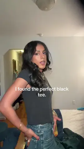 linked in my ShopMy btw !!! it’s literally the only clothing item I have on there  @Anthropologie #blacktshirt #basics #capsulewardrobe #browngirltiktok 