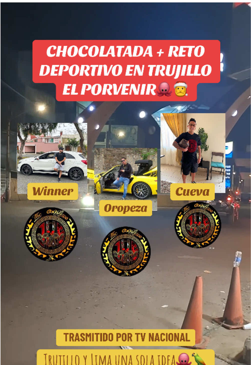 CHOCOLATADA Y RETO DEPORTIVO EN EL PORVENIR TRUJILLO LOS PULPOS VS OROPEZA ANFITRIÓN EL TÍO WINNER🐙💣🧨🦜 #winner #trujilloperu #elporvenirtrujillo #geraldoropeza #christiancueva 
