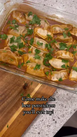 Come make the best potstickers you’ll ever try! Red Curry Broth  * 1 can (13.5 fl oz)coconut milk * 1-2 tablespoons red curry paste (depending how spicy you like it) * 2 tablespoons soy sauce or coconut aminos  * 1 tablespoon rice vinegar * 1 tablespoon honey (you can add this right in before baking, or drizzle over the top once they come out of the oven!) add more if it’s too spicy. * 1 teaspoon sesame oil * 2 tsp garlic * 1 Tbsp teriyaki sauce  * 1 tsp chili crisp oil Dumpling Bake * 16-20 dumplings  * Garnish ideas - sesame seeds, sliced green onions, cilantro/parsley, spinach, more chili crisp oil, honey * Serve with white rice Directions:  * In 9x11 pan whisk together, all the broth ingredients (except the honey, if you want to just drizzle it!) good either way. * Place the dumplings in the pan * Cover tightly with tinfoil & bake at 375 for 20 minutes.  * Remove and add garnish toppings