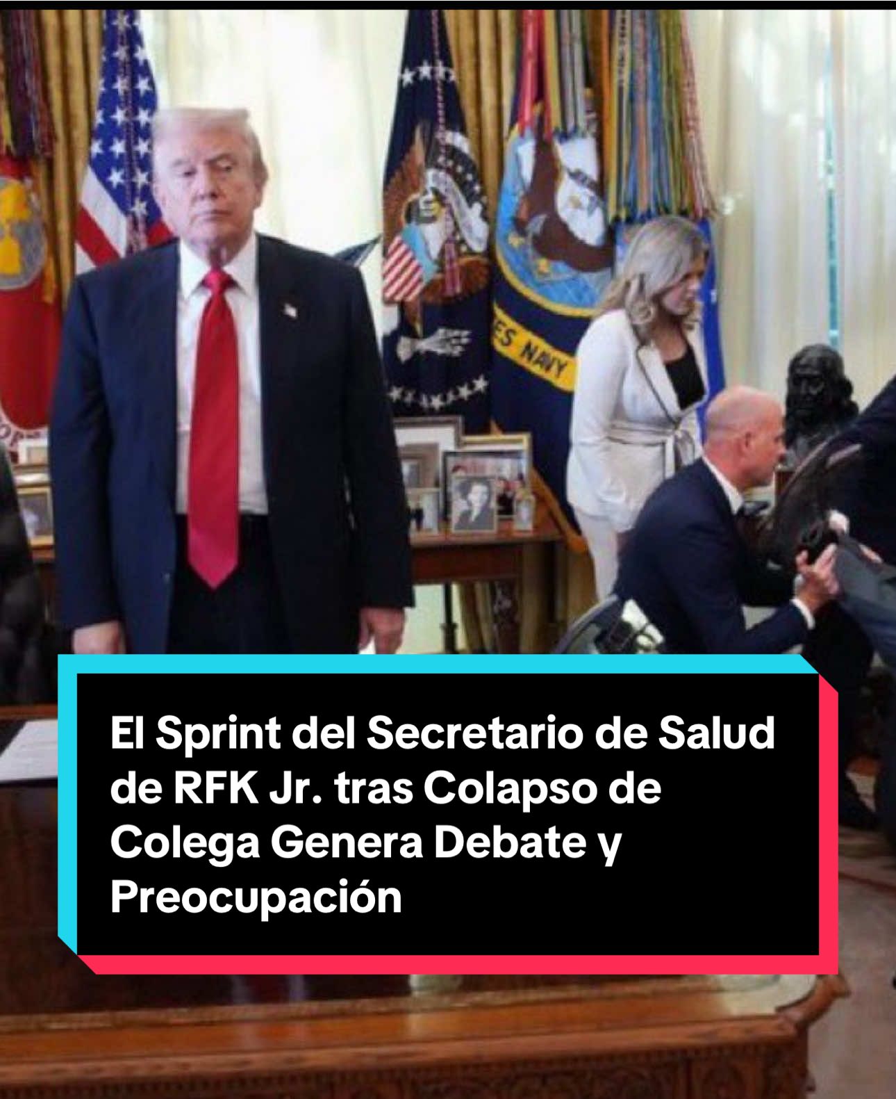 Un incidente dramático ha acaparado la atención en el entorno político y en las redes sociales, involucrando al círculo cercano del Secretario de Salud de EE. UU., Robert F. Kennedy Jr. 💥 El Incidente en Pleno Evento Durante un evento oficial de alto perfil, se reportó que un colega o colaborador del Secretario de Salud colapsó de manera repentina en medio de la reunión. El momento que se ha hecho viral, y que genera diversas reacciones, fue la inmediata y enérgica reacción del Secretario de Salud, cuyo 