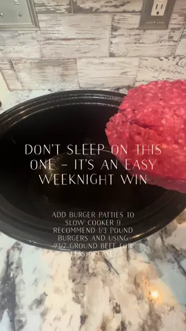 FULL RECIPE ⬇️  SLOW COOKER HAMBURGER STEAK  Ingredients:  4-6 Hamburger patties seasoned steak seasoning (I recommend using 1/3 pound burgers since they’re slow cooking and 93/7 or leaner so there won’t be a lot of grease)  1 jar beef gravy 1 envelope onion soup mix  1 cup beef broth  1 onion sliced into rings or slivers  1️⃣ Place seasoned hamburger patties into bottom of crockpot- stack them if you need to.  2️⃣ Add 1 envelope onion soup mix on top of patties .  3️⃣ Pour 3/4 of the jar of gravy over patties (you can use 2 jars if you want more gravy- I like to do 3/4 of the jar and then save the other 1/4 for serving with them.) 4️⃣ Add 1 cup beef broth 5️⃣ Top with sliced onions (can do sliced mushrooms here too if you’re into that kinda thing- I am not into those so I left them out.) 6️⃣ Turn crockpot on low for 5 hours.  📌 Save this recipe for later!  💬 Tag me if you try it!  👉 Want more quick and easy recipes? Follow me and click the link in my bio for more tips and recipes!   #dinnerinspo #easyweeknightmeals #EasyRecipe #slowcooker 