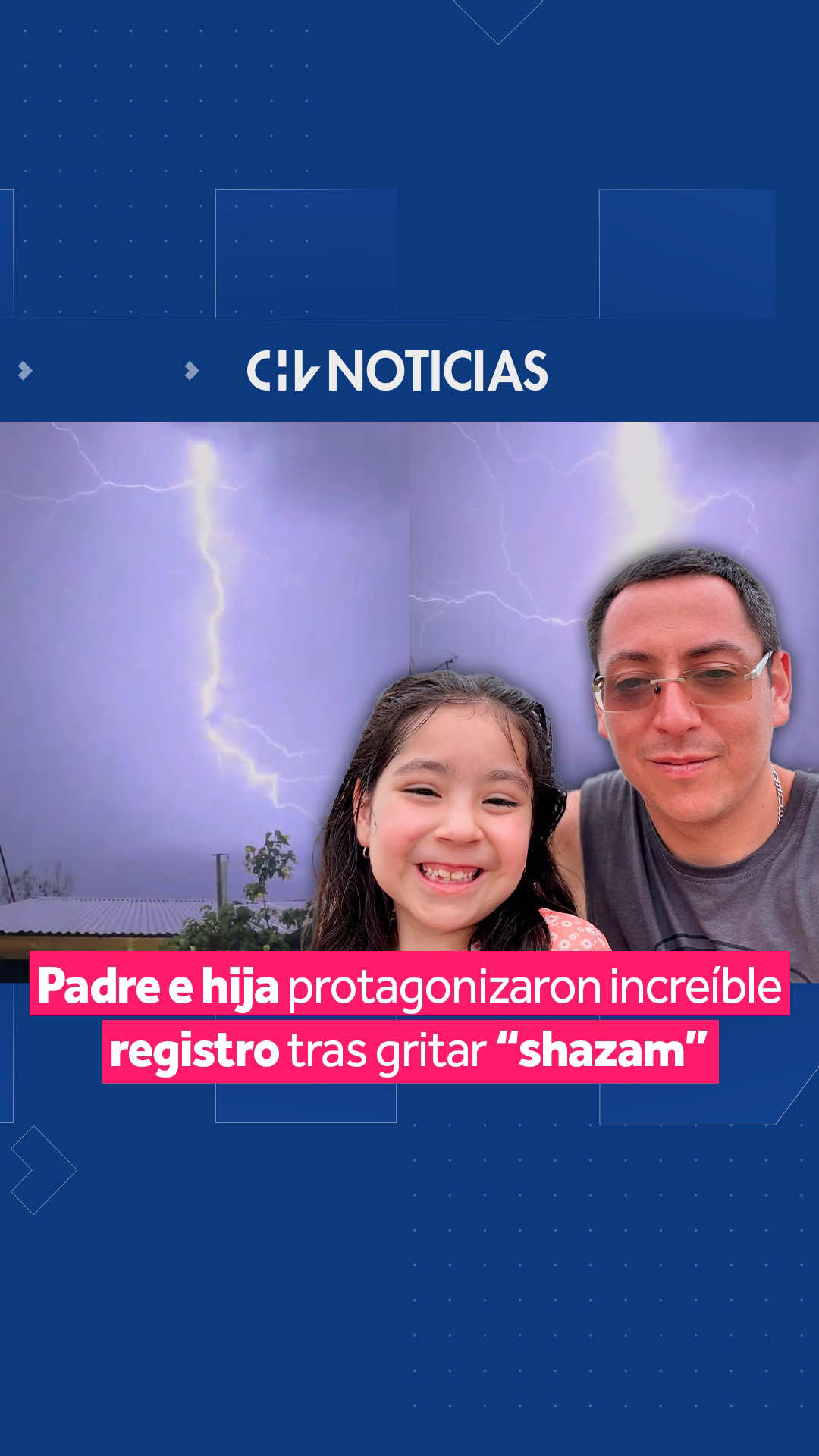 ¡ENTENDIMOS LA REFERENCIA! 😎 📱 A través de redes sociales, una pequeña junto a su padre se hicieron viral tras protagonizar un increíble registro durante la noche de Halloween. 🗣️ En medio de las lluvias que afectaron a la capital, el padre le contó a su hija que una antigua historia aseguraba que si alguien gritaba “shazam”, un rayo surcaría los cielos. ⚡ Pese a tener un poco de miedo, la niña gritó fuertemente y tras unos segundos, logró ver como el rayo salía desde las nubes. Momento que también causó la emoción de su padre. 🤓 Cabe recordar que “Shazam” es el nombre de uno de los superhéroes de DC Comics, niño que se transforma tras gritar la palabra. #CHVNoticias #CHVNacional #CHVShow #CHVGeek