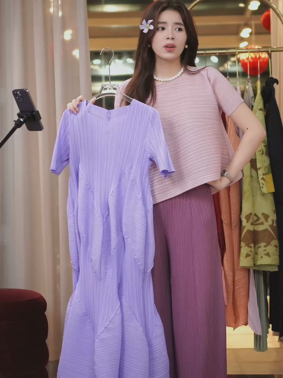 Chọn tím nào cho phù hợp giờ mấy chị @jadephanstudio #setdoxinh #tim #xeply #daply #pleated #phoidoxinh #xuhuong