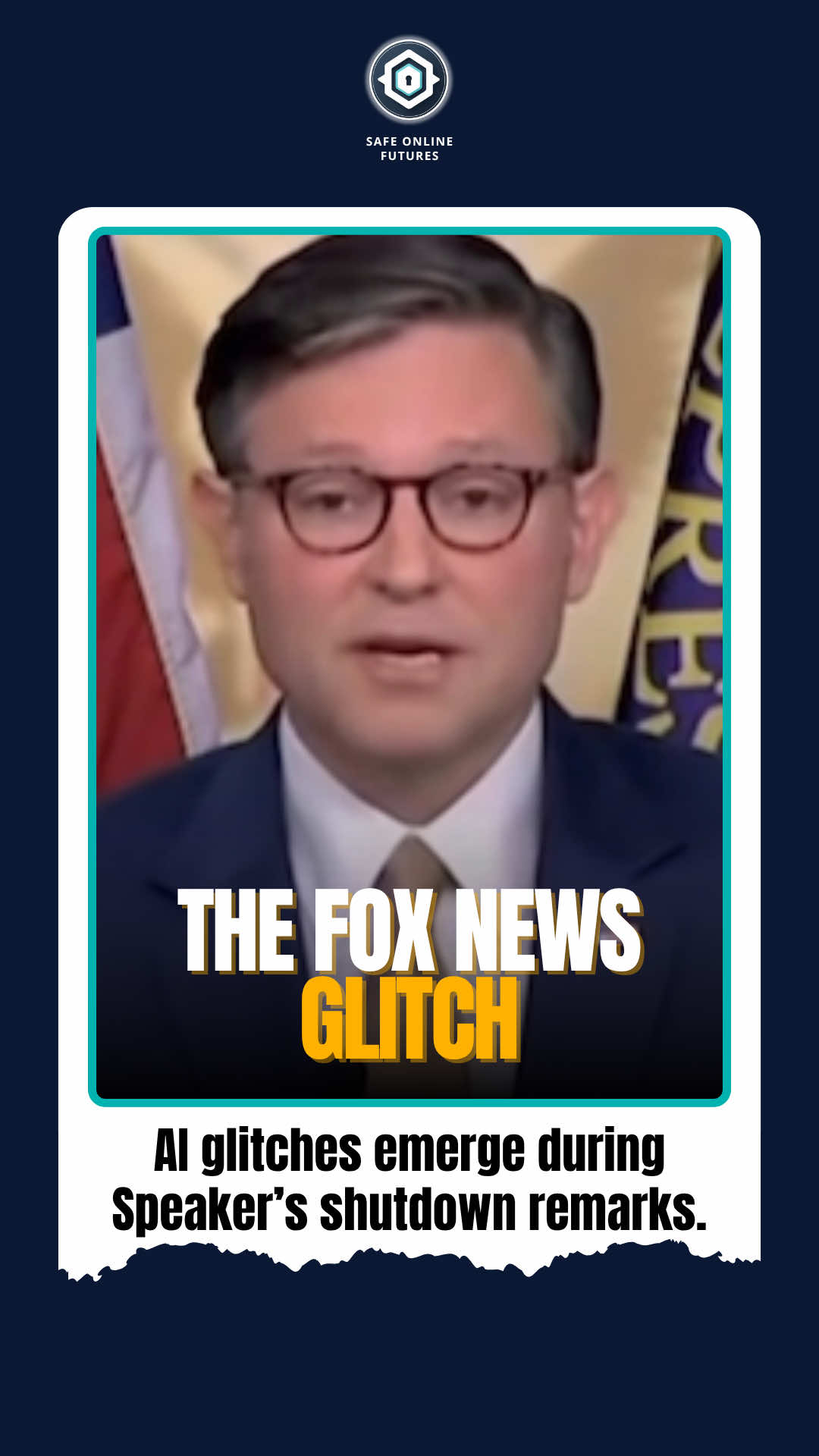 Fox News aired footage of Speaker Mike Johnson blaming Democrats for the shutdown — but the real story isn’t what he said, it’s how it was shown. Subtle AI rendering artifacts are now appearing inside live political broadcasts — warping pixels, reshaping faces, and erasing the line between journalism and simulation. Part 2 of The Manufactured Reality breaks down the evidence and explains what these glitches reveal about the future of “news.” Link in bio #MikeJohnson #FoxNews #AIGlitch #SyntheticNews #MediaManipulation