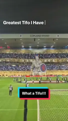 Superb effort from the Union Bears! This is the best tifo I’ve seen, with gladiator playing over the tannoy vs Roma. Outstanding! #rangersfootballclub #rangersfc🇬🇧💙 #europaleague #footballtifo #rangersfc 