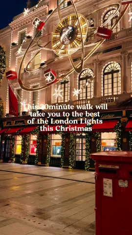 Want to see the best of London’s Christmas lights in just half an hour? Follow this route:  🚇 start: Bond Street  exit on Davies Street and head to  ✨ Claridges and Annabel’s  cross over Berkeley Square and along Bruton Street to  ✨ New Bond Street for Chanel, Dior, Cartier and Ralph Lauren take the left turning to Burlington Gardens and walk through ✨ Burlington Arcade to The Ritz  head along Piccadilly to  ✨ Fortnum and Mason’s (if you have time pop inside!)  finish at the end of Regents Street for  ✨ the Regent Street angels  🚇 end: Piccadilly  If you have 30 mins extra walking through Leicester Square to Covent Garden is totally worth it ❣️ #londonatchristmas #christmasinlondon #londonchristmas #londonchristmaslights 