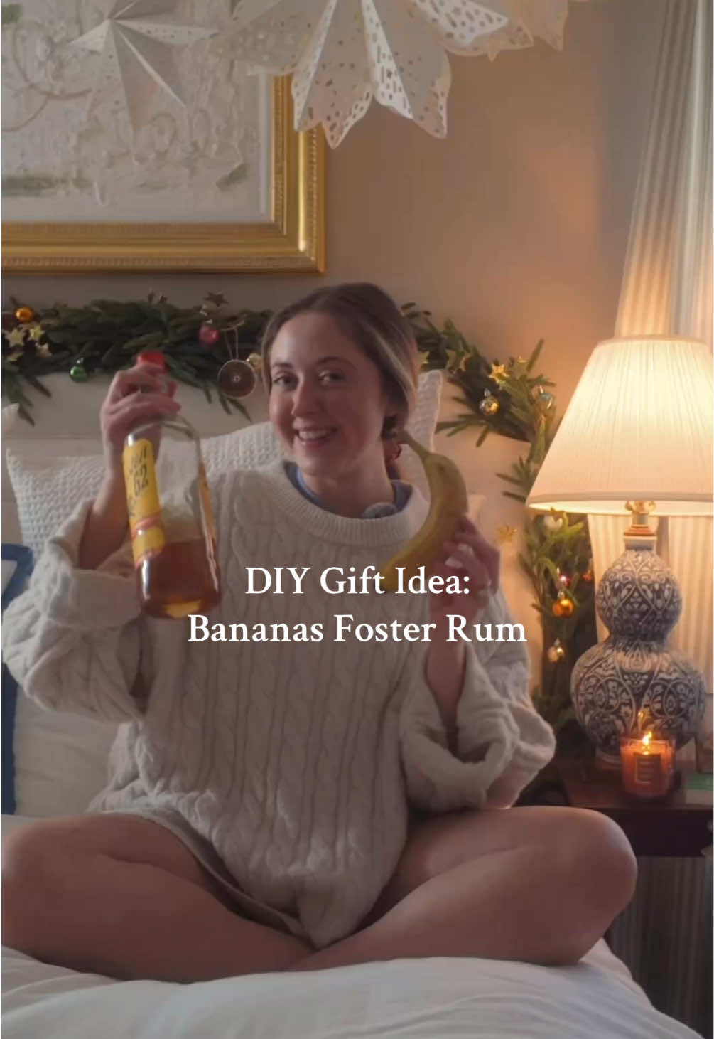 DIY Gift Idea: Bananas Foster Rum! This gift idea is perfect for the lover of unique treats, but as a reminder- please do not gift alcohol to those whose relationship with it remains unknown.  Ingredients: Dark Rum, to your hearts desire. I did about 1/3 of the bottle 3 tsp of brown sugar  1 banana Couple dashes of cinnamon  1/2 tsp vanilla  Stay tuned for pt 2 where we will test it and bottle!  #diygift #diygiftidea #christmasgift #banana #christmasgiftideas  