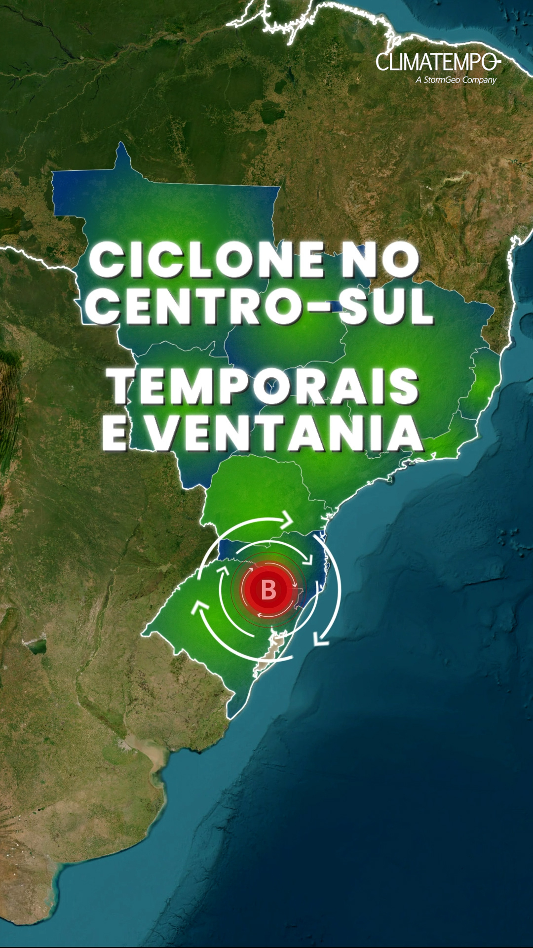 Um novo ciclone extratropical vai se formar entre o Rio Grande do Sul e Santa Catarina, trazendo chuva forte, rajadas de vento que podem passar dos 100km/h e risco de granizo 🌧️. O sistema deve influenciar o tempo em boa parte do centro-sul do país até o fim de semana. Fique atento e redobre os cuidados, especialmente nas áreas litorâneas e de maior instabilidade ⚠️. Mantenha-se atualizado nas redes da Climatempo e no site climatempo.com.br #Climatempo #Ciclone #Temporal #PrevisãoDoTempo