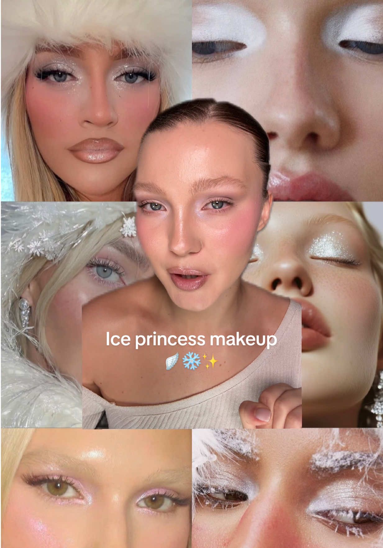 My ice princess glam went viral last year, here’s the updated version 🪽🎀❄️ #wintermakeup #iceprincessglam #holidaymakeup #frostedmakeup #makeuptutorial  