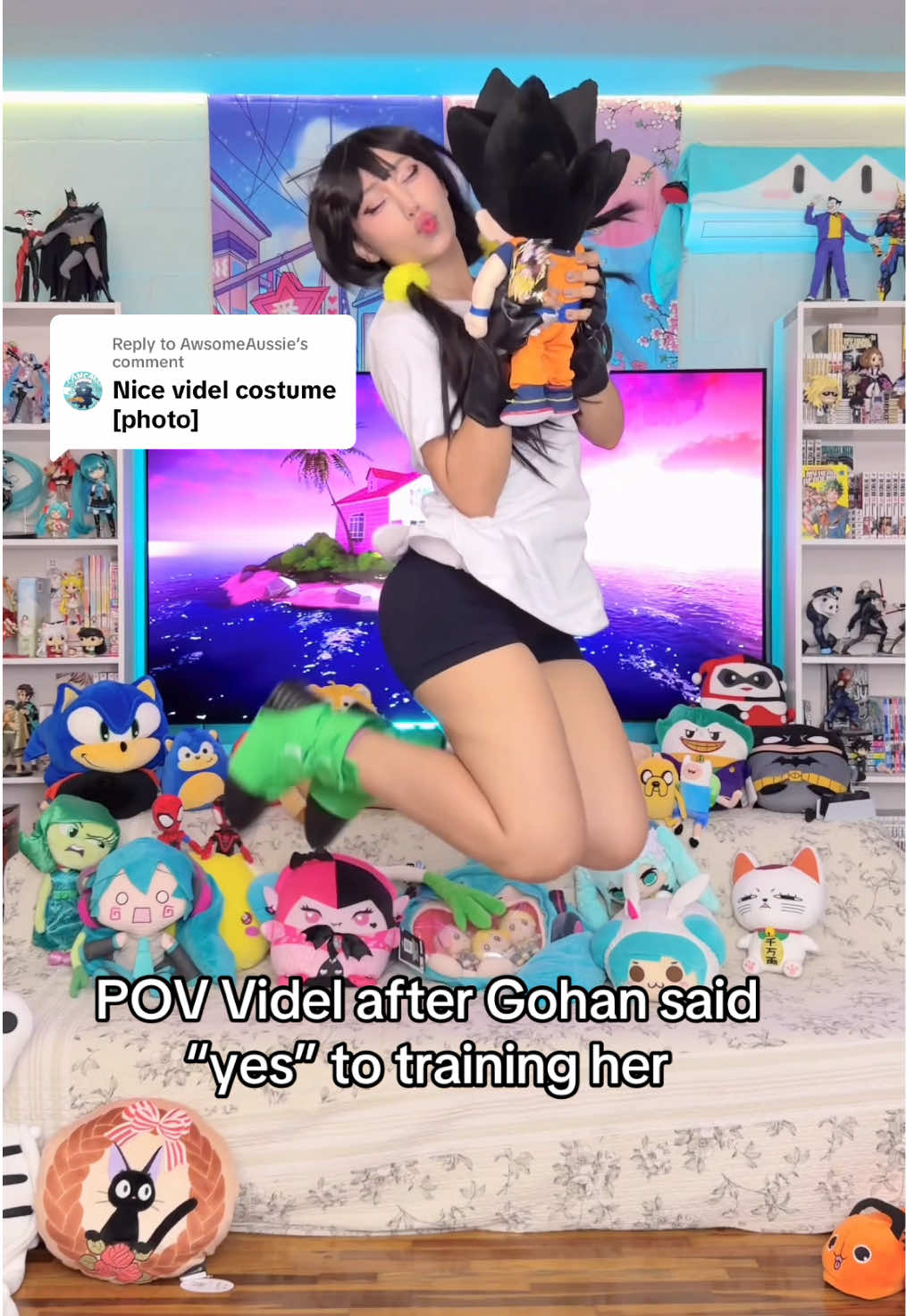 Replying to @AwsomeAussie Videl: We all know “a man can fly”… But now is my turn!! Ps: Thanks Gohan 😅🥰 #dragonball #dbz #dragonballsuper #dragonballz #cosplay 