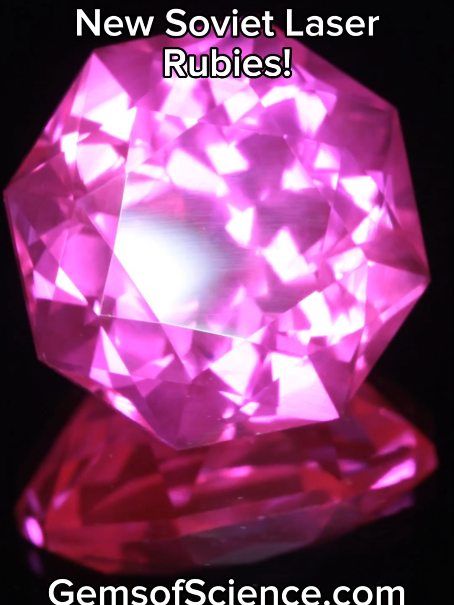 We finally got some laser rubies from the other aide of the Cold War--they were grown in a very different way from classic US SDI crystals but look similar once cut with the same vivid magenta-pink color.  Check them out on GemsOfScience.com  #gems #ruby #laser #Science #coldwar