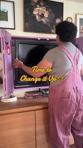 Wait for the transformation!! What do you think? Whew, those wallpaper cuts are satisfying 😍  #dwellaware #tvcabinet #wallpaper #diyer 