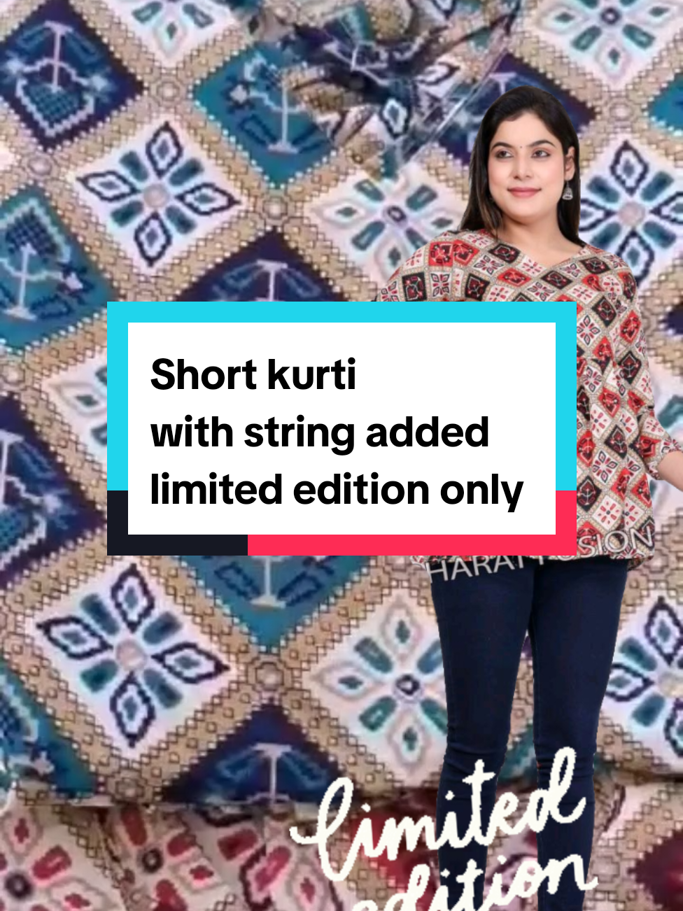 short kurti new arrivals with string added nice colours limited edition only. #shortkurti  #kurtiwithstring  #womenfashiontrending 