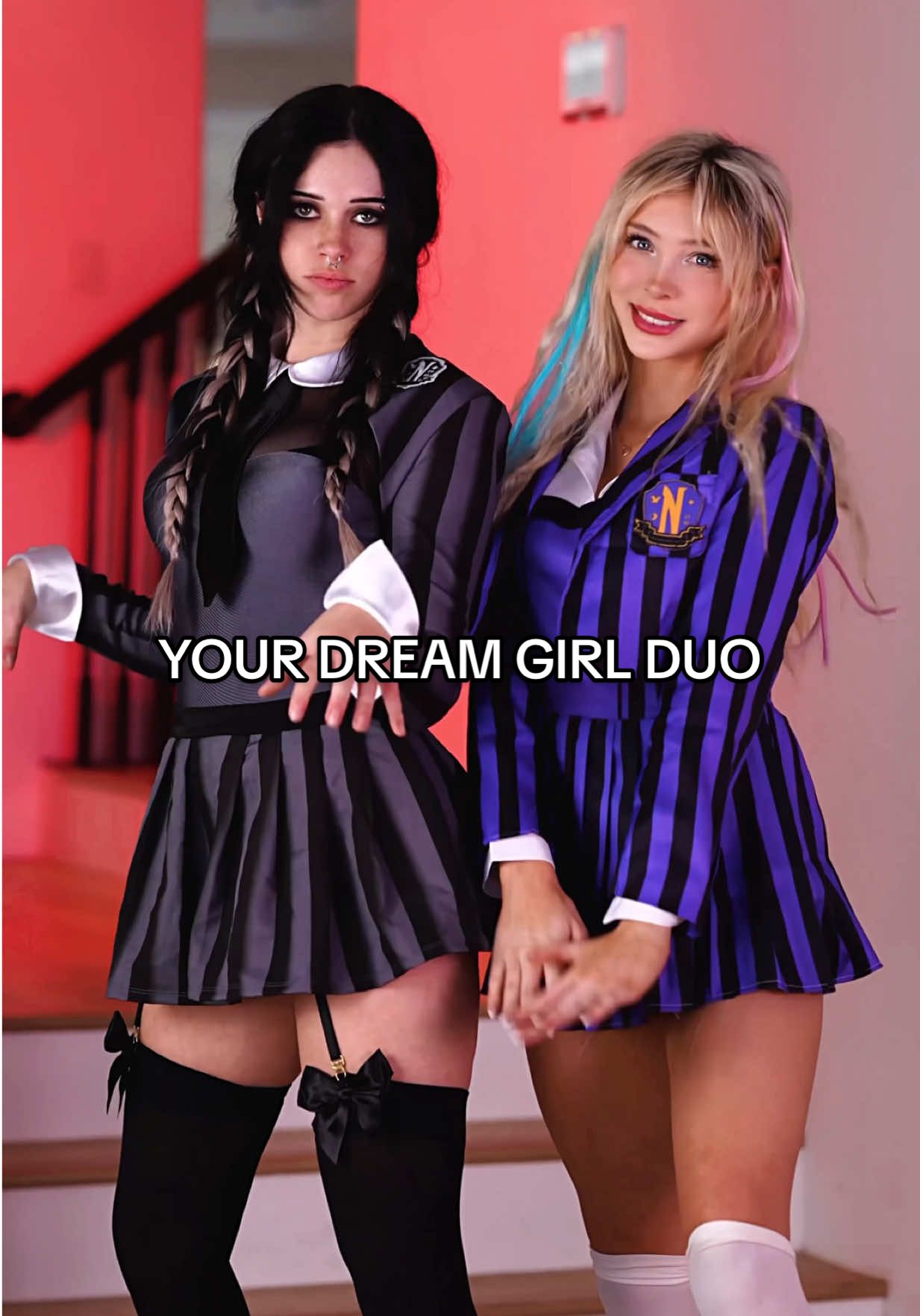 Cosplaying as your dream girl duo!! #wednsdayaddams #enidsinclair #emxllouise #undeadem 