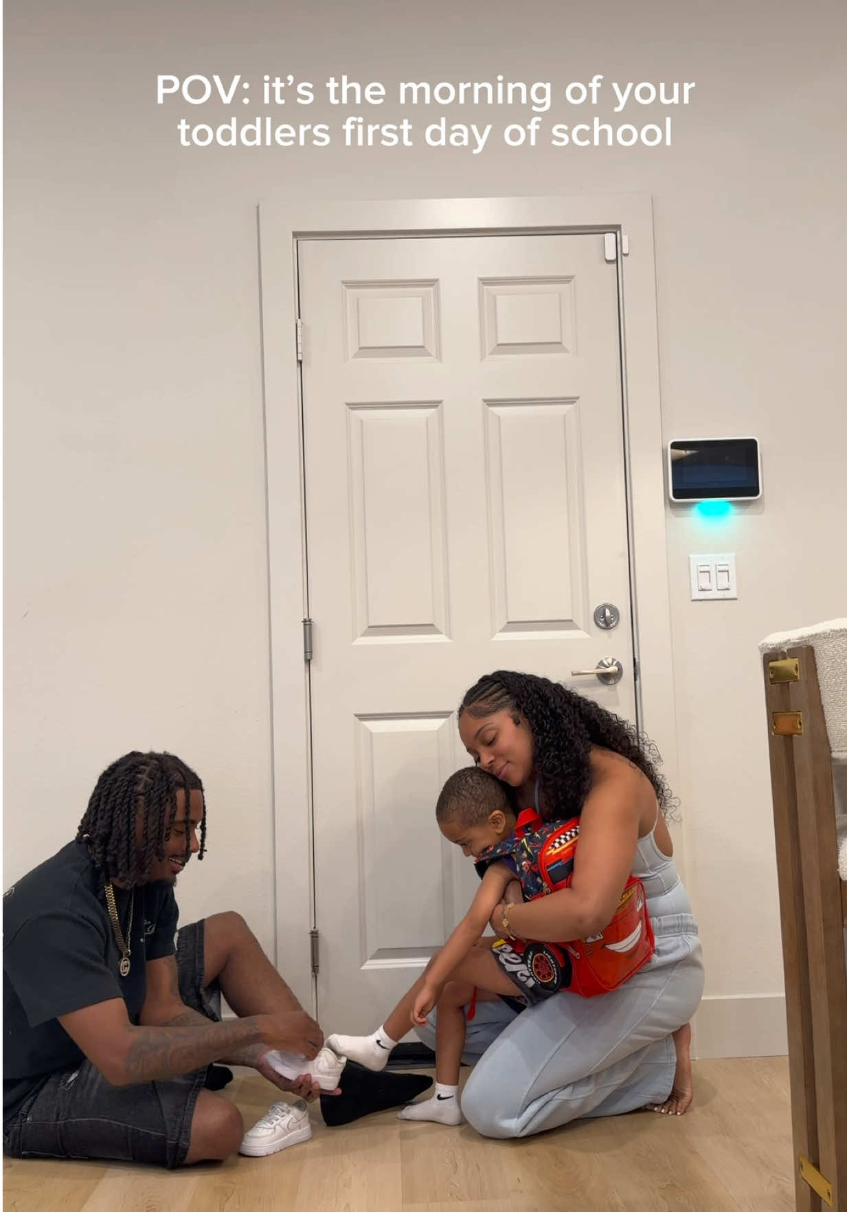 We started the morning with affirmations, because confidence starts at home 🤍  reminded him who he is and how loved he’ll always be! Forever cheering you on, little man 🫶🏽 #camandnie #family #toddler #preschool #affirmations 