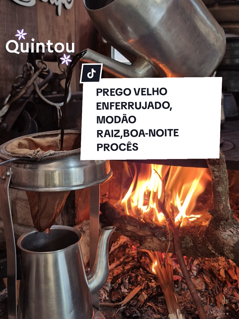 PREGO VÉI ENFERRUJADO DAS ANTIGAS MODÃO E CAFÉ FOGÃOLENHA #CAFE #MODAORAIZ #DASANTIGAS  #FOGAOALENHA #boanoite 