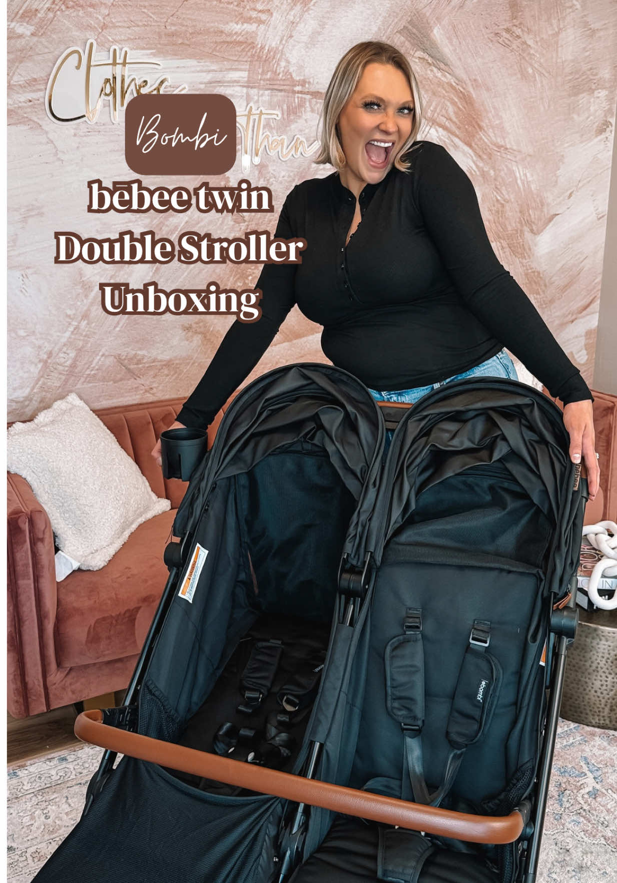 Let's unbox my dream stroller for two under two! This is the Bebee Twin from @Bombi Gear this thing is going to get the miles in, can't wait for all the walks with my babies! BTW...Bombi is running their once a year sale now! Get $70 off their stroller with my code MORECLOTHES2O PLUS a free gift with purchase too #bombigear #twoundertwo 