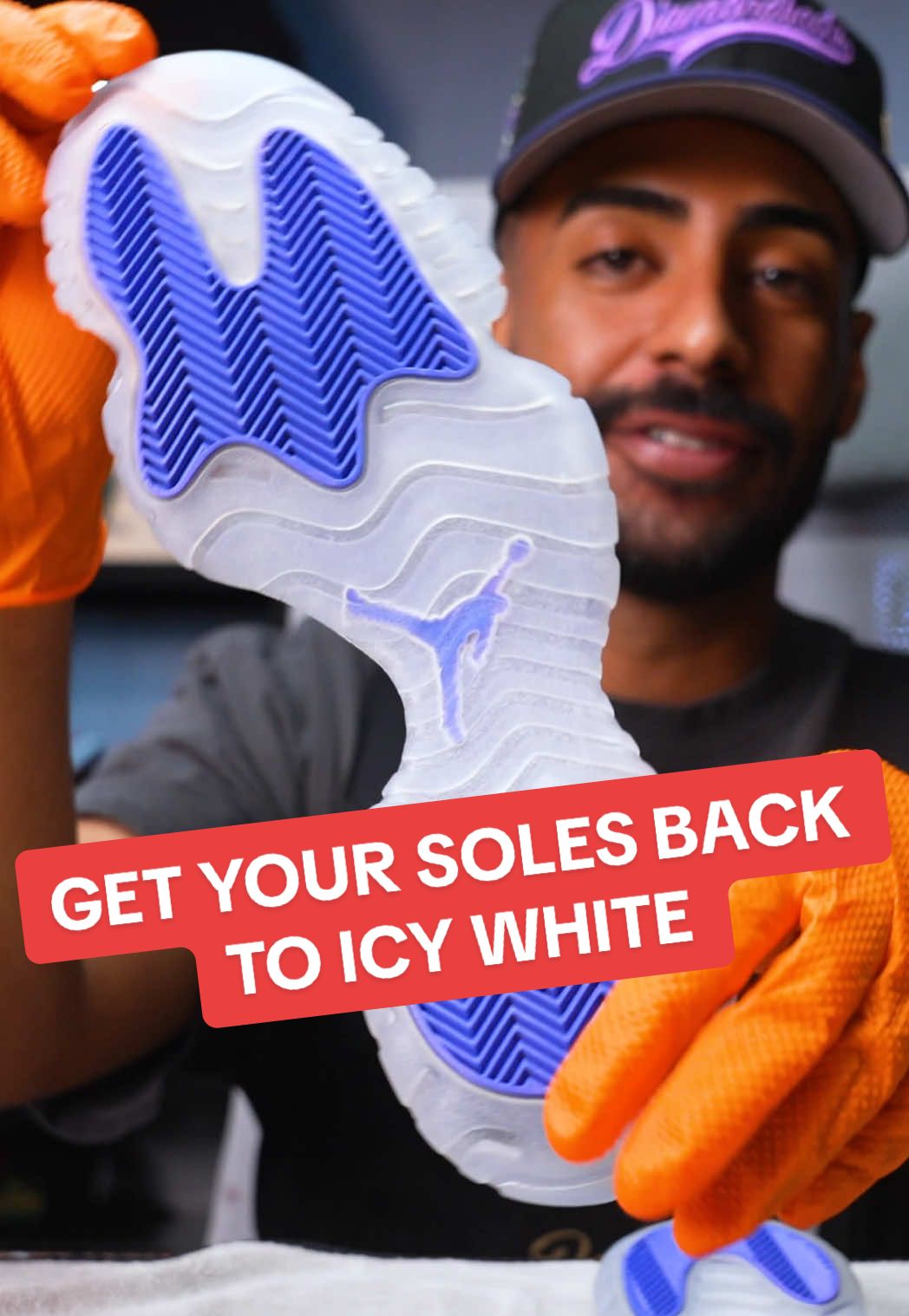 Vick Almighty shows you how easy you can unyellow your soles with Reshoevn8r Sole Revive.  Available in our TikTok Shop! #reshoevn8r #unyellowing #sneakerrestoration #shoecleaner 