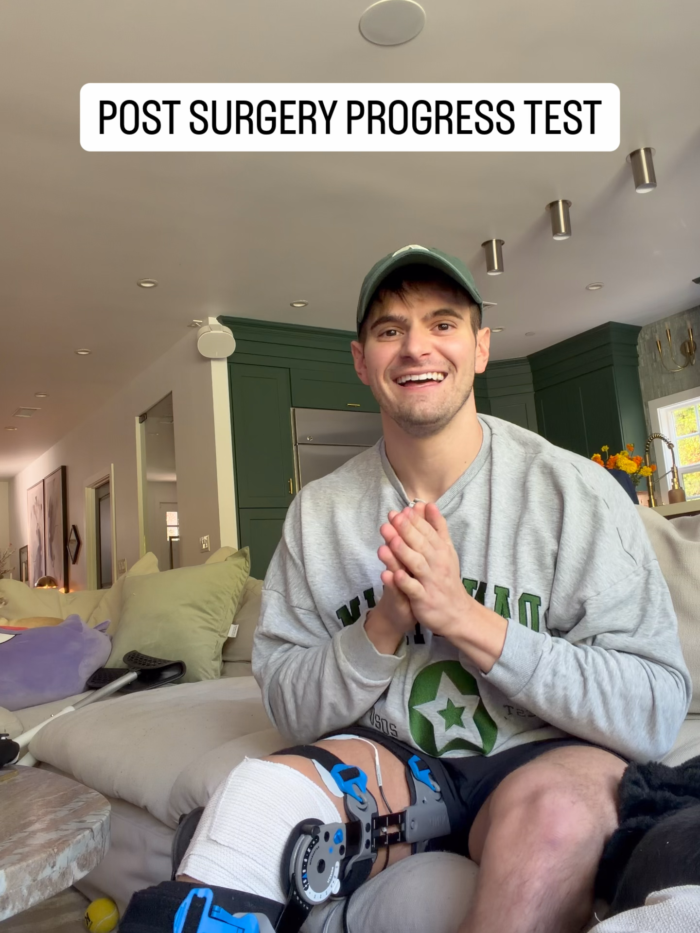 Testing my quad strength to see how I’m recovering 1 week post op 😅 Just posted a vlog on @youtube leading up to surgery if you want to follow along on my recovery journey 🫶