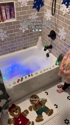 It’s TIMEEEE for another theme bath!  Lights are from @glopals and decor is from @Dollar Tree  #giftideasforkids #christmas #christmasbath #christmasdecor 