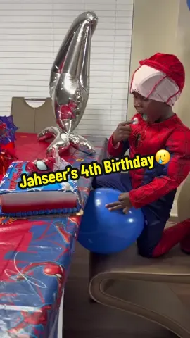 HAPPY 4TH BIRTHDAY JAHSEER!!!! We love youuuuu papa!!  Y’all remember when he was a baby climbing in his high chair to eat😭😭😭🥲🥲🥲 I can’t believe my baby is 4 already  #happybirthday #4thbirthdaycelebration #morelife #spiderman 