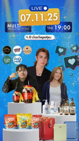 คิวงานแน็กชาลี TIKTOK SHOP LIVE  พบกับ แน็ก ชาลี ขุงขิงและเก้าพร้อมสินค้าราคาพิเศษมากมาย วันที่ 7 พ.ย. 68  เวลา 19.00 น. เป็นต้นไป ทาง TikTok Charliepotjes  www.tiktok.com/@charliepotjes #แน็กชาลี  #CharliePotjes  #NackCharlie  #Nackcharliefanpage  #ด้อมคนไม่ตกกะปิ