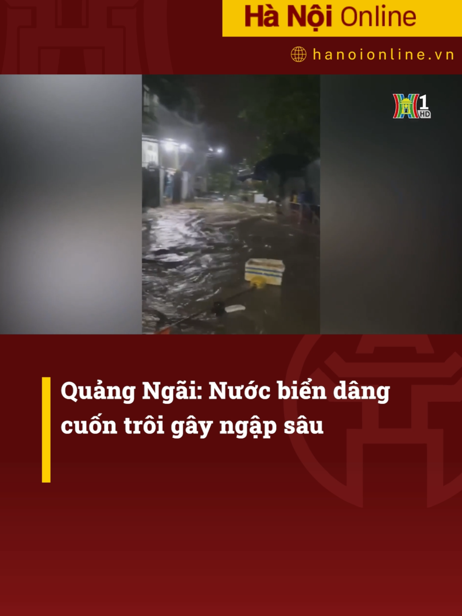 Tại phường Sa Huỳnh, tỉnh Quảng Ngãi, khoảng 20h hôm qua, sóng biển cuộn trào đã tràn qua bờ kè Thạch By 1. #daihanoi #hanoionline #tintuc